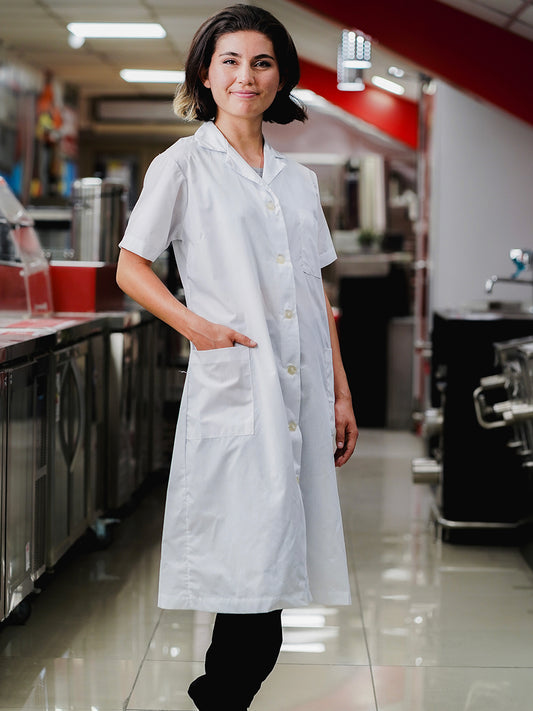 Delantal Princesa manga corta blanco en polycron