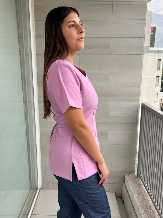 Blusón Escote V Mujer trevira palo rosa