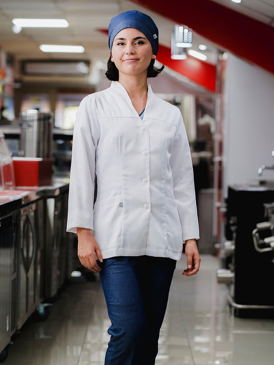 Chaqueta Dominga manga larga gabardina blanca