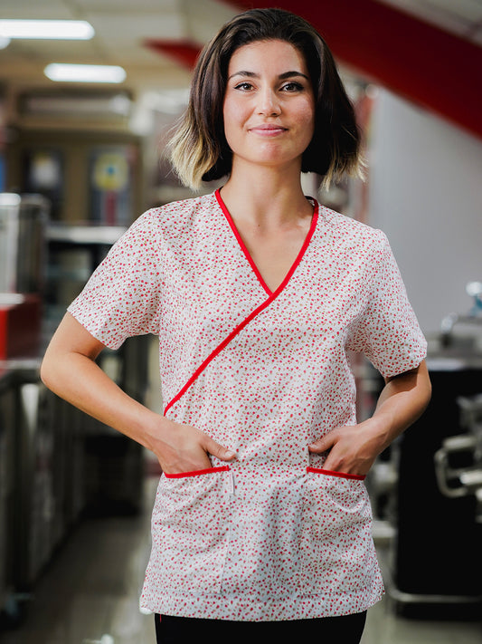 Blusón Salud flores rojas pequeñas