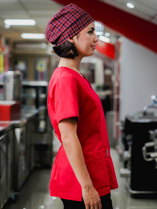 Blusón Escote V Mujer trevira color rojo