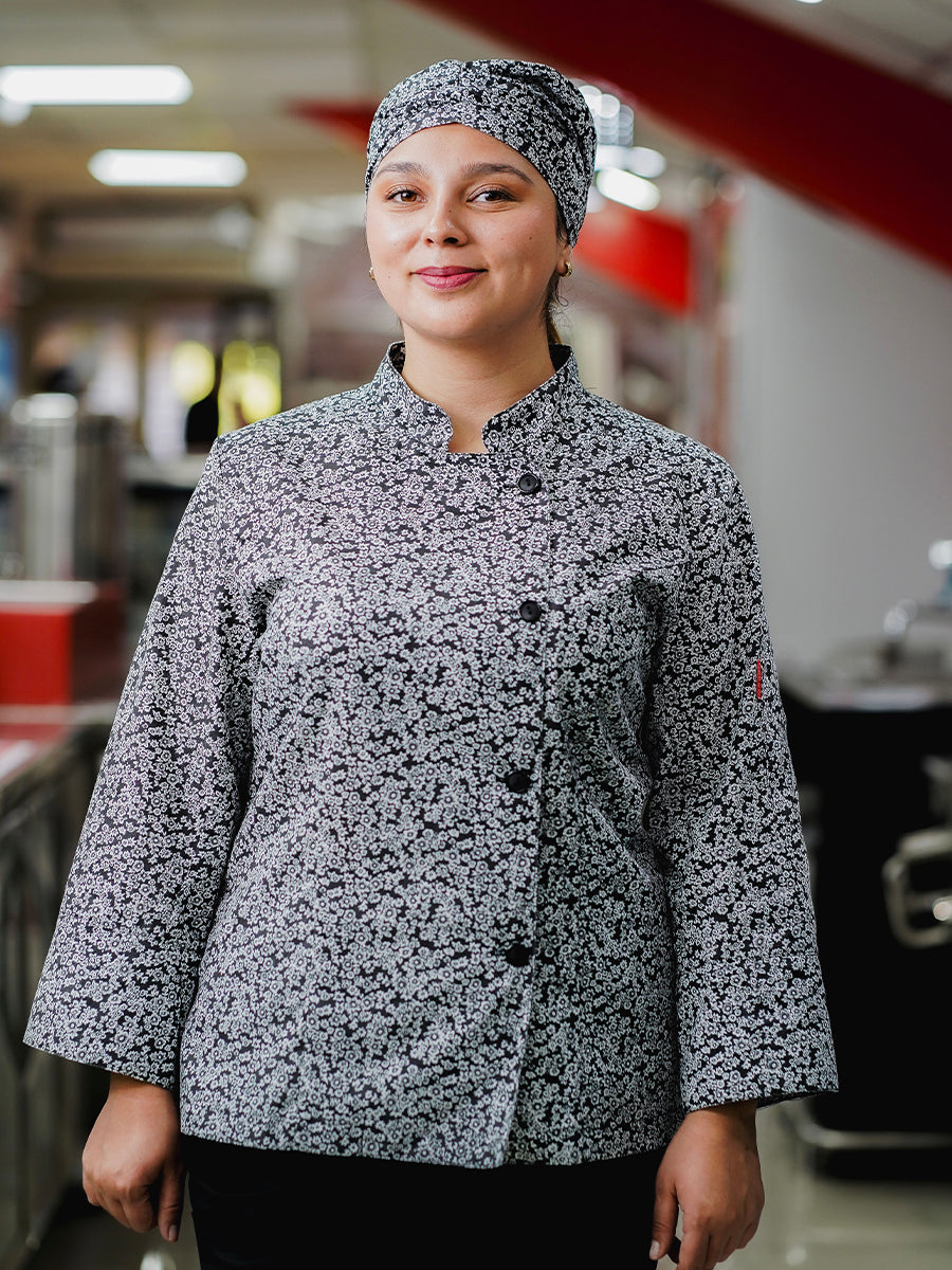 Chaqueta Laura flores negras botones negros E38 SENA