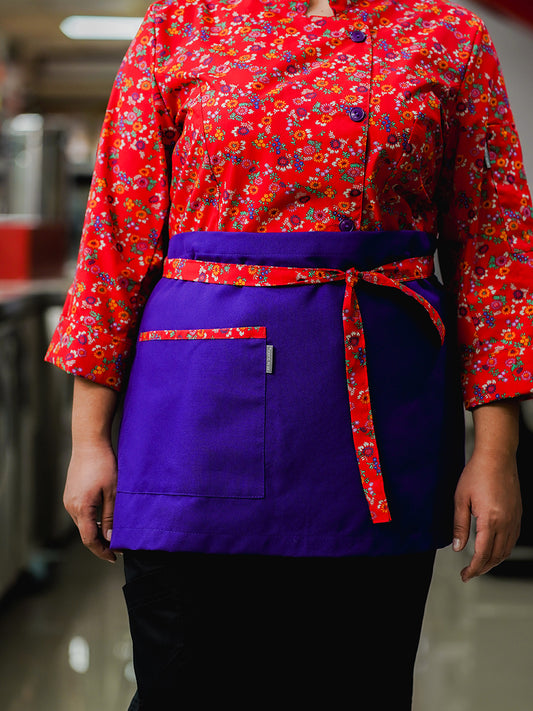 Mandil/Paño Cintura SENA morado con adornos de flores E06