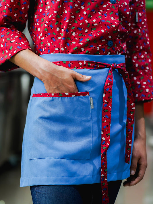 Mandil/Paño Cintura SENA celeste con adornos de flores E18