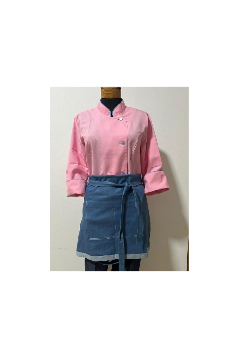Chaqueta Laura rosada con vivo celeste