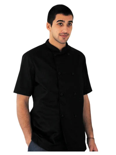 Chaqueta cocinero hombre negra manga corta estampada safari