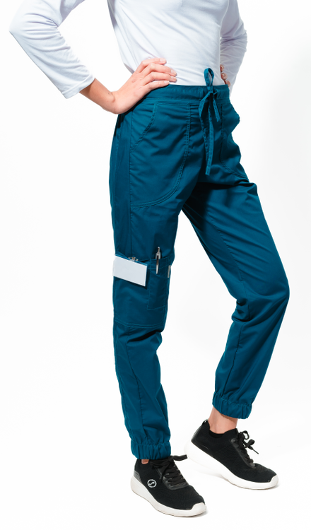 Conjunto Scrub CLINIC mujer: blusón-pantalón caribean blue