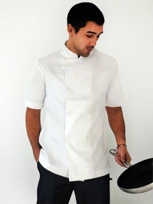 Chaqueta Cocinero en gabardina algodón blanca