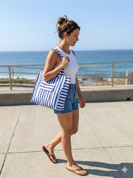 Bolso Shopper listado azul