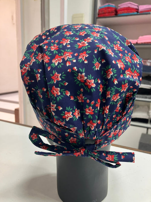 Gorro Magnolia estampado Flores con azul (E04)