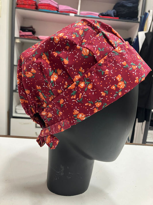 Gorro Magnolia estampado Flores con burdeo (E27)