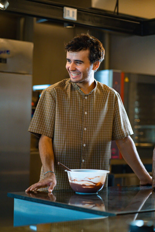 Camisa Coffee tela escocesa