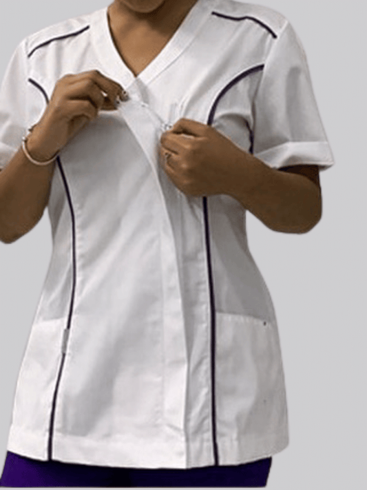 Chaqueta Bicolor blanca con vivos morados