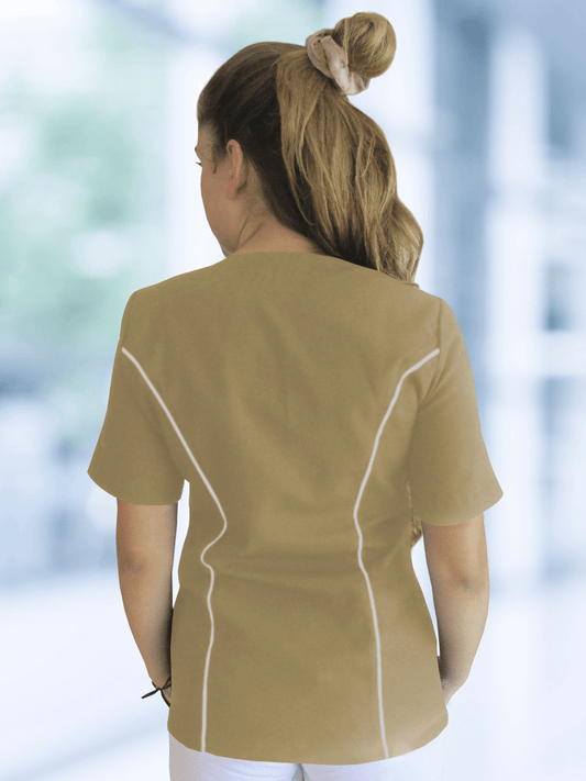 Chaqueta Bicolor beige con vivos color blancos