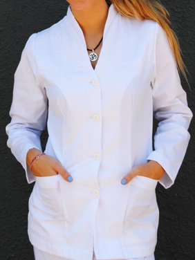 Chaqueta Dominga manga larga gabardina blanca