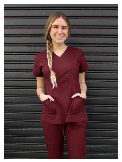 Conjunto Scrub CLINIC mujer: blusón-pantalón burdeo
