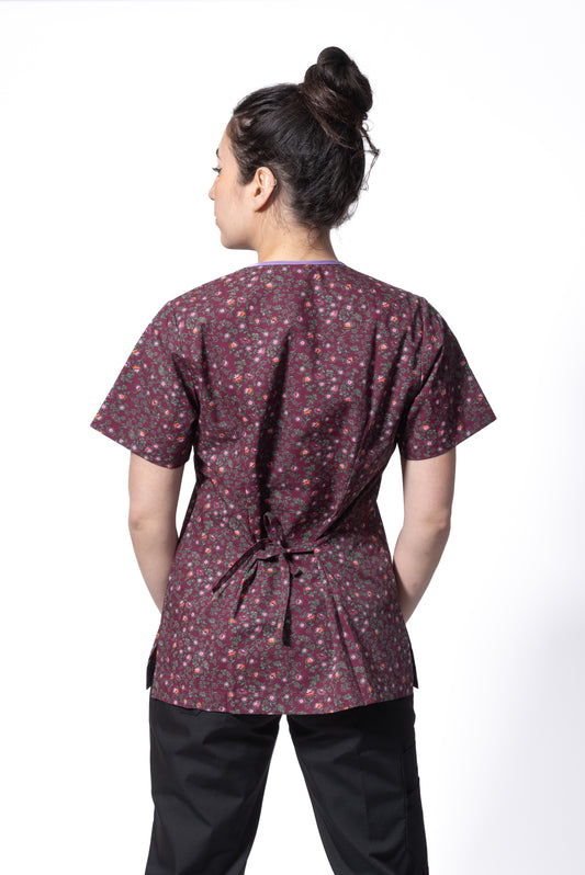 Blusón Salud flores burdeo con lila