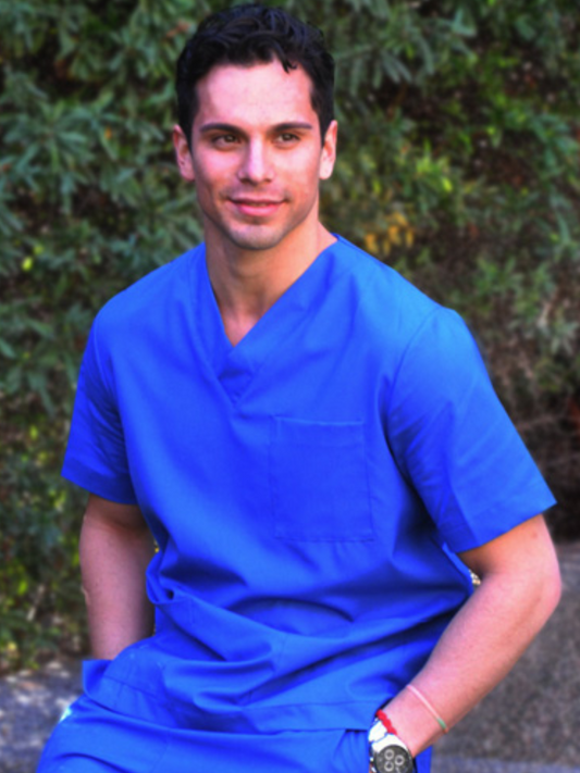 Blusón Escote V Hombre poplin azulino