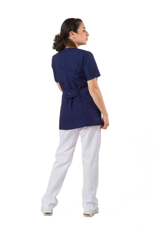 Chaqueta Marianela sesgo blanco en poplin azul