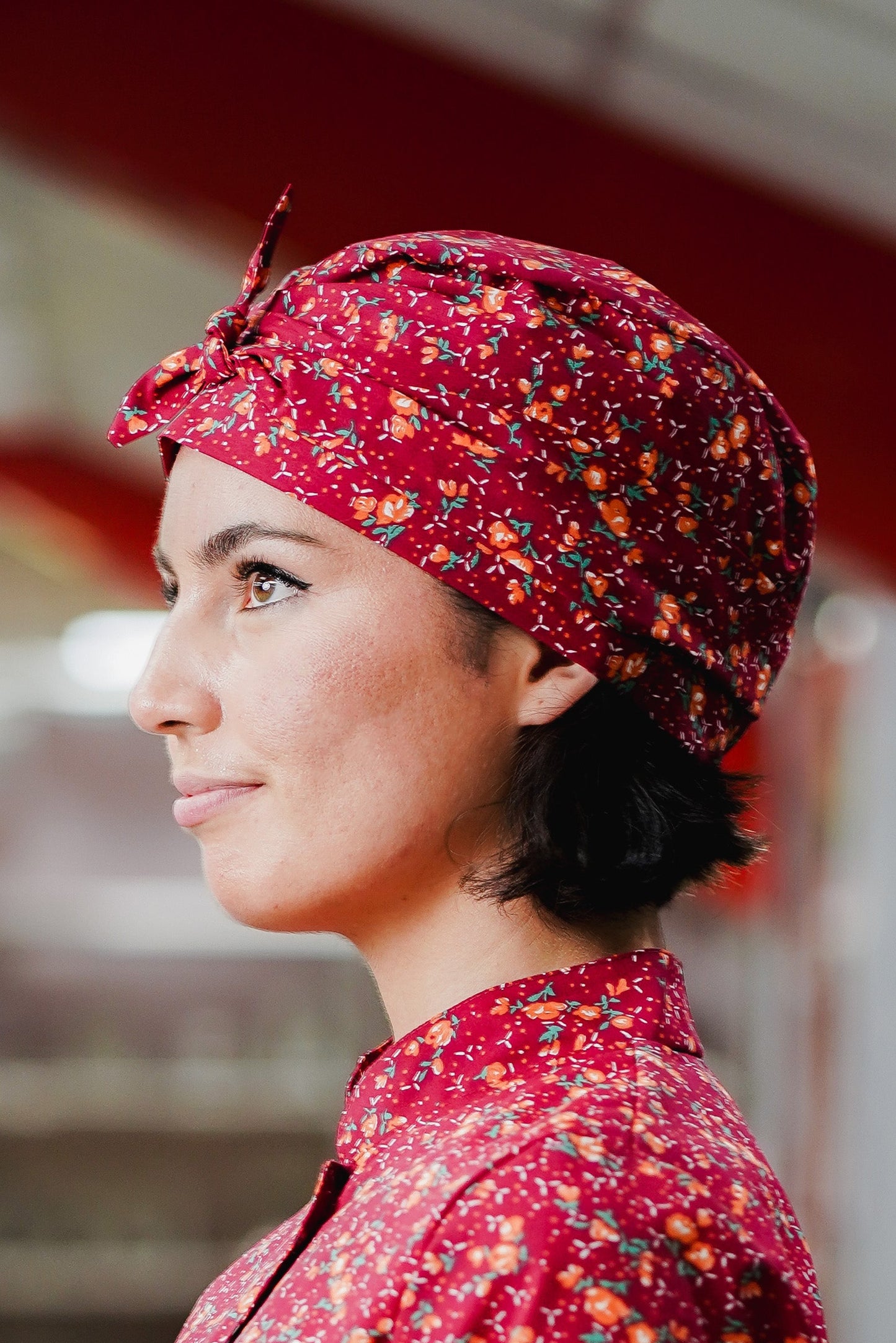 Gorro Sena Cabernet Flores burdeo E27