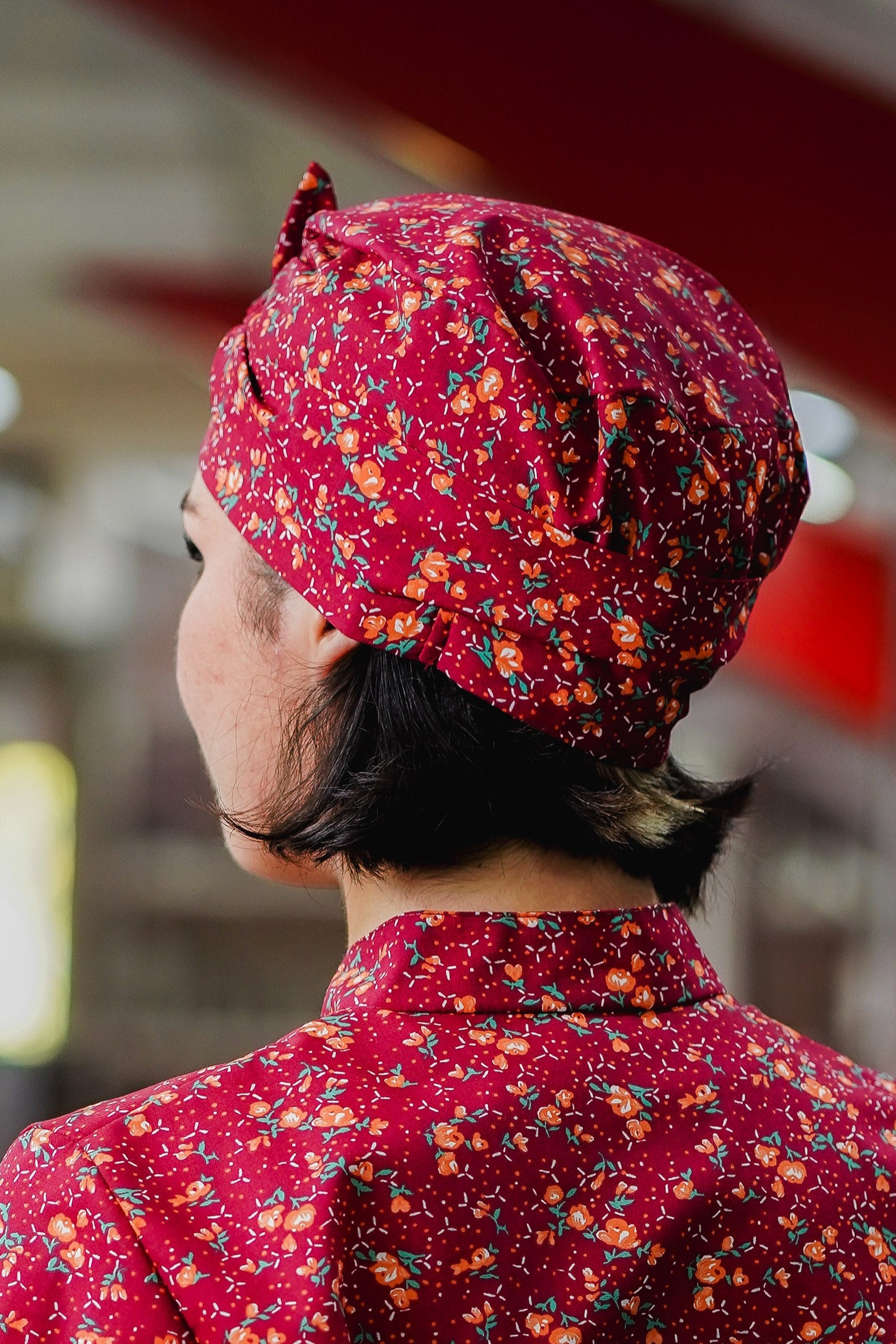 Gorro Sena Cabernet Flores burdeo E27