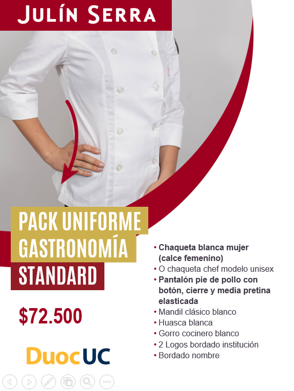 PACK UNIFORME  GASTRONOMIA DUOC