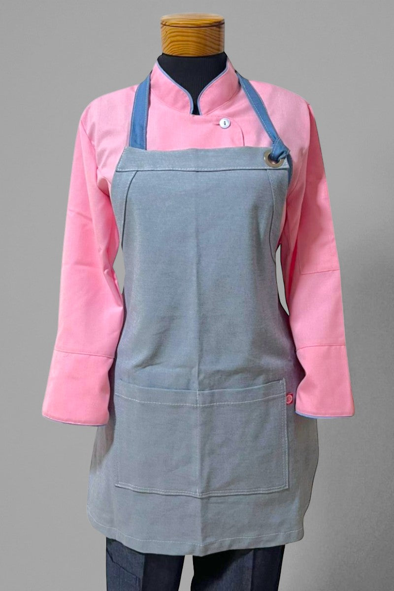 Chaqueta Laura rosada con vivo celeste