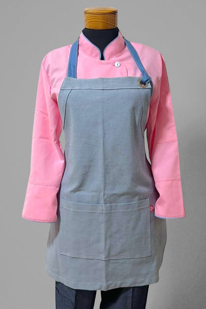 Chaqueta Laura rosada con vivo celeste