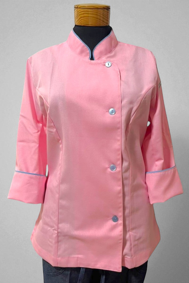 Chaqueta Laura rosada con vivo celeste