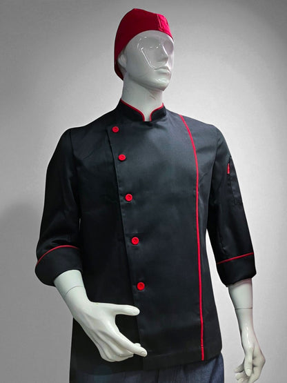 Chaqueta Pascual negra sesgo rojo