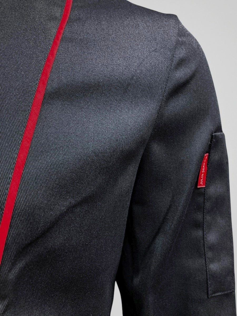 Chaqueta Pascual negra sesgo rojo