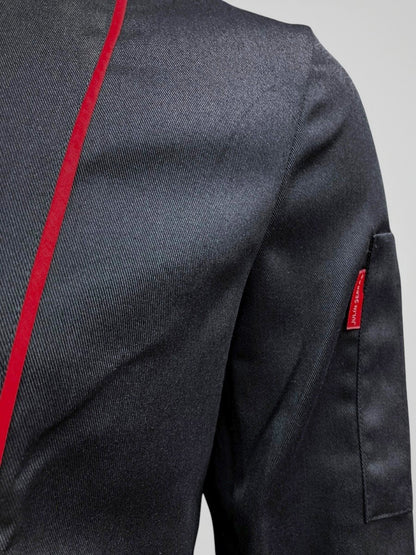 Chaqueta Pascual negra sesgo rojo