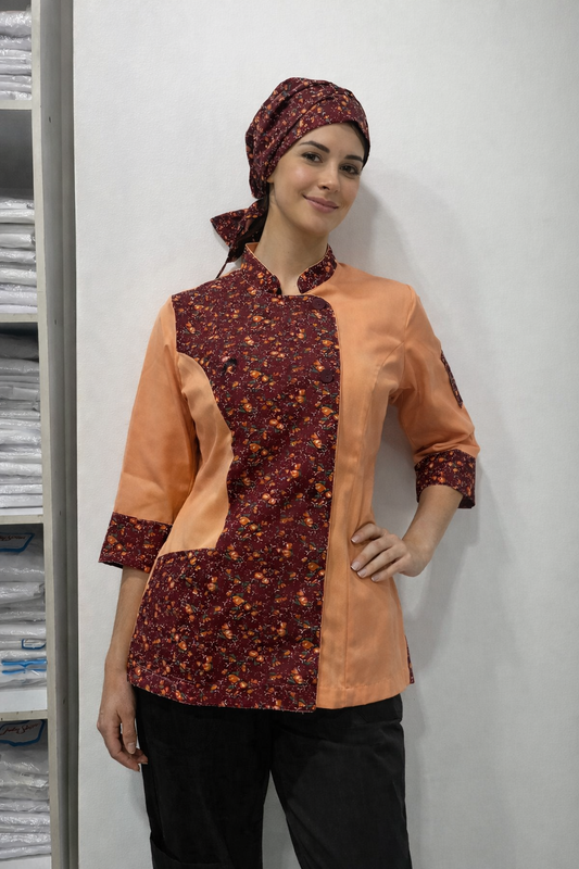 Chaqueta Laura aplicaciones flores color damasco