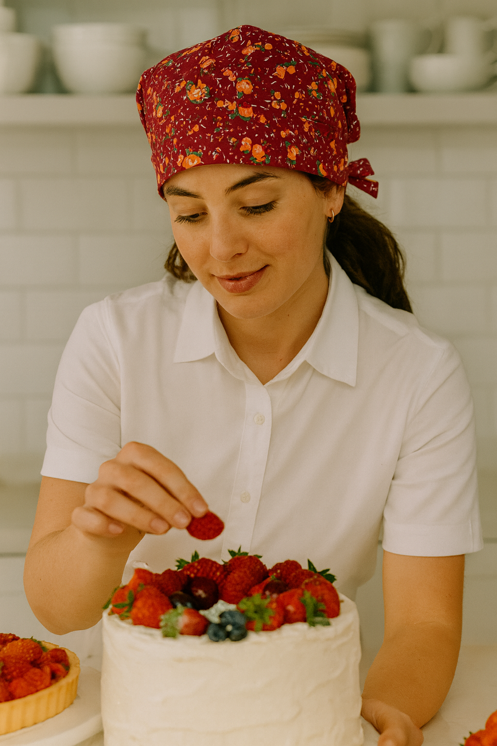 Gorro Magnolia estampado Flores con burdeo (E27)