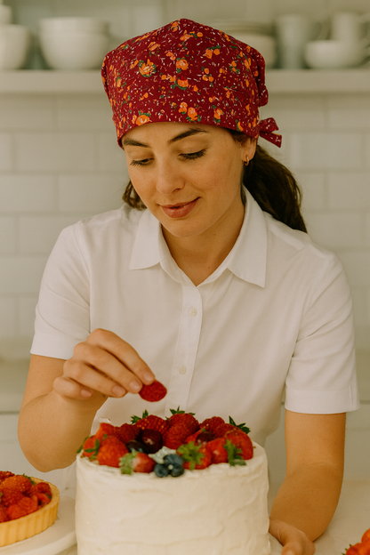 Gorro Magnolia estampado Flores con burdeo (E27)