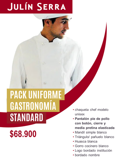 PACK UNIFORME  GASTRONOMIA UNISEX  bordado