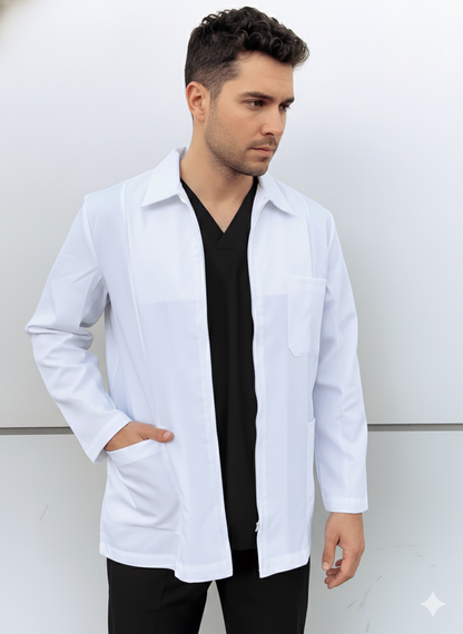 Chaqueta Laboratorio poplin manga larga blanca