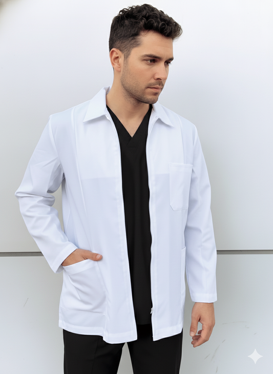Chaqueta Laboratorio poplin manga larga blanca