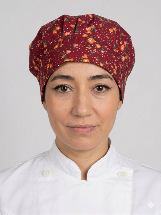 Gorro Magnolia estampado Flores con burdeo (E27)