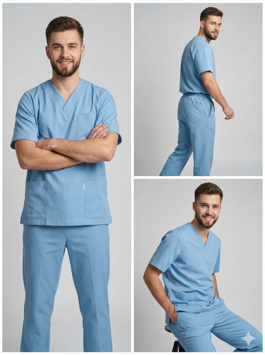 Conjunto Alemán Scrub y Pantalón celeste