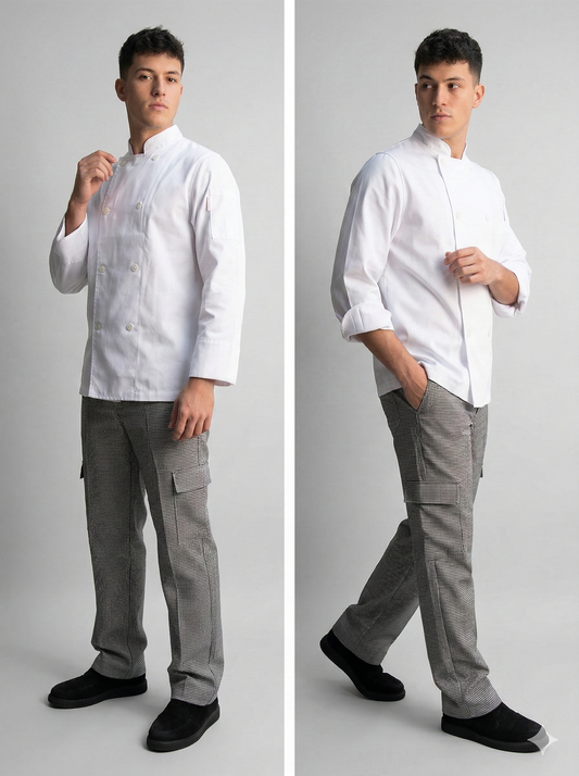 Chaqueta Chef gabardina blanca