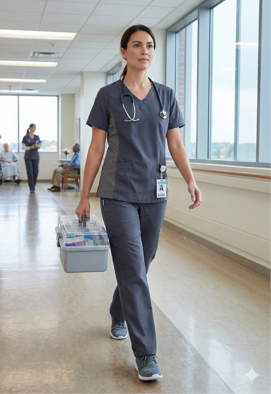 Conjunto Clínico ANTIFLUIDOS Urban Blusón + Pantalón gris grafito