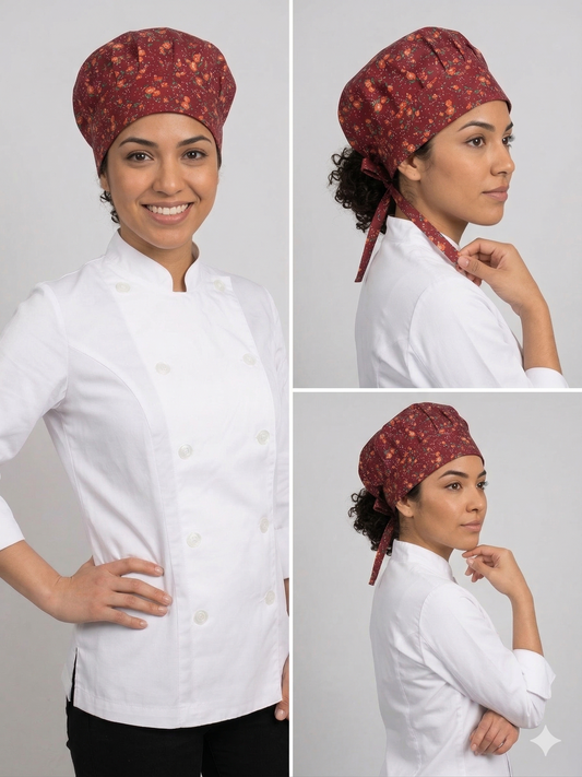 Gorro Magnolia estampado Flores con burdeo (E27)