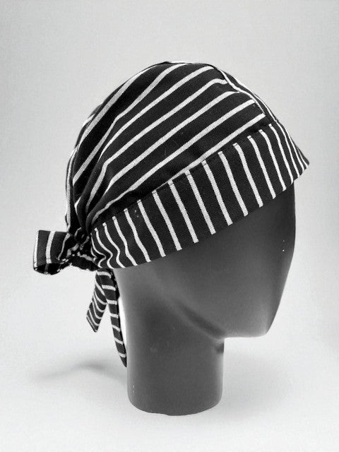 Gorro Brasserie bandana gabardina listado blanca y negro