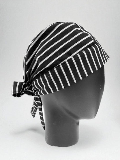 Gorro Brasserie bandana gabardina listado blanca y negro