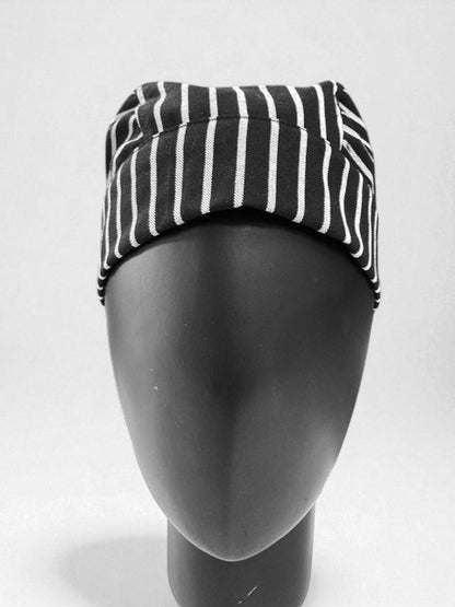 Gorro Brasserie bandana gabardina listado blanca y negro