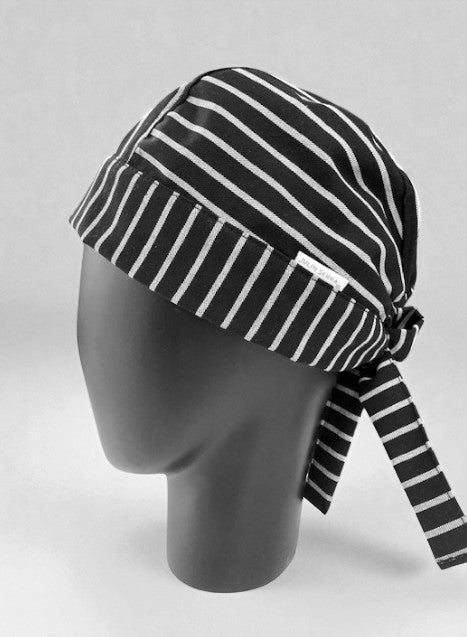 Gorro Brasserie bandana gabardina listado blanca y negro