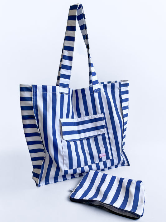 Bolso Shopper listado azul