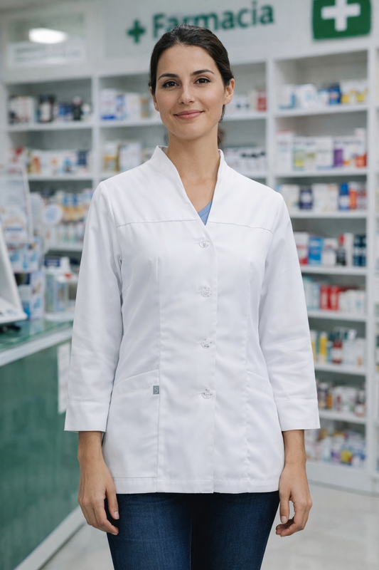 Chaqueta Dominga manga larga gabardina blanca