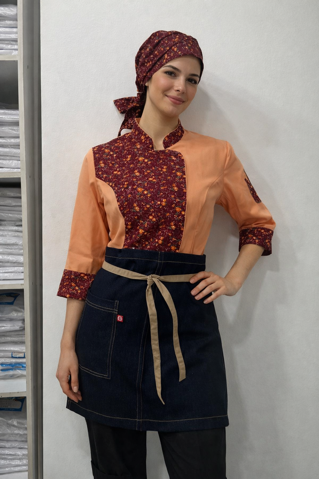 Chaqueta Laura aplicaciones flores color damasco